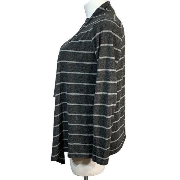 Rue21 Womens Cardigan Sweater Striped Open Drape Front Knit Stretch Gray Large - Picture 4 of 6